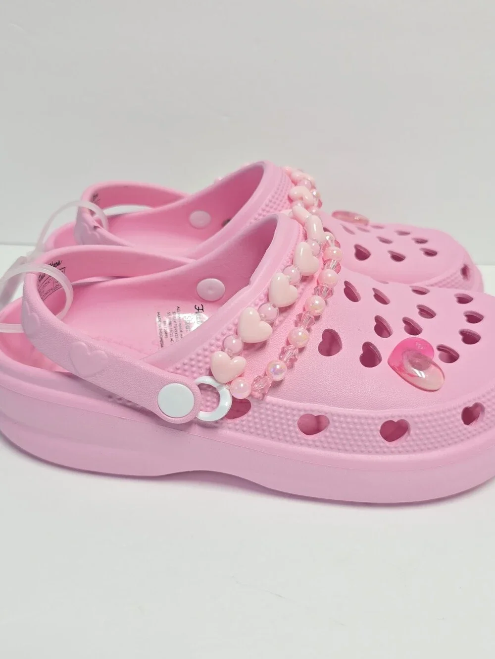 NWT Kids First Steps Pink Jelly Heart Detail Clogs Size 3